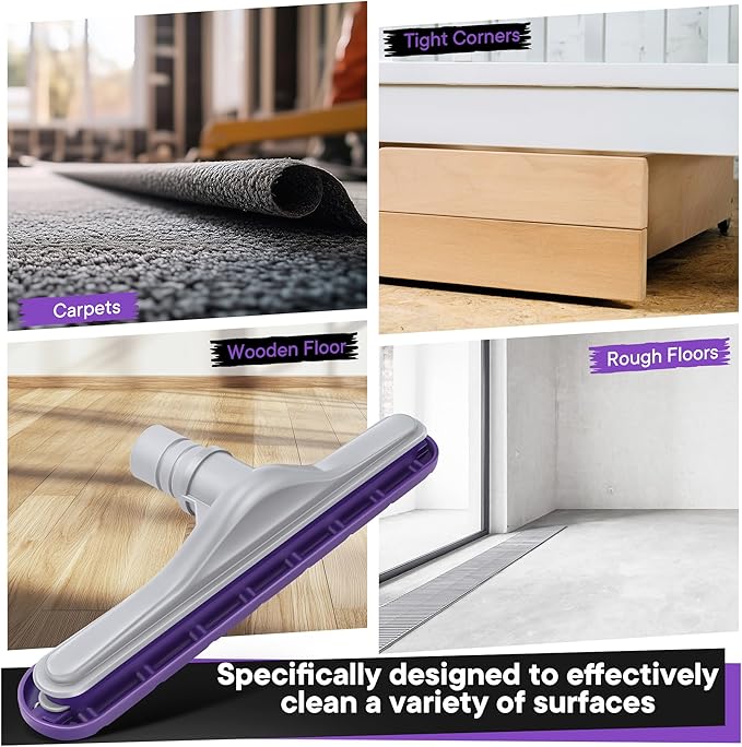 Replacement Floor Tool Compatible with Proteam E-Z Glide Backpack Vacuums 10 QT & 6 QT, Upgraded 14" Hard Surface Floor Tool for Commercial Cleaner Cleaning Brush (Nylon Brush, Purple Gray)