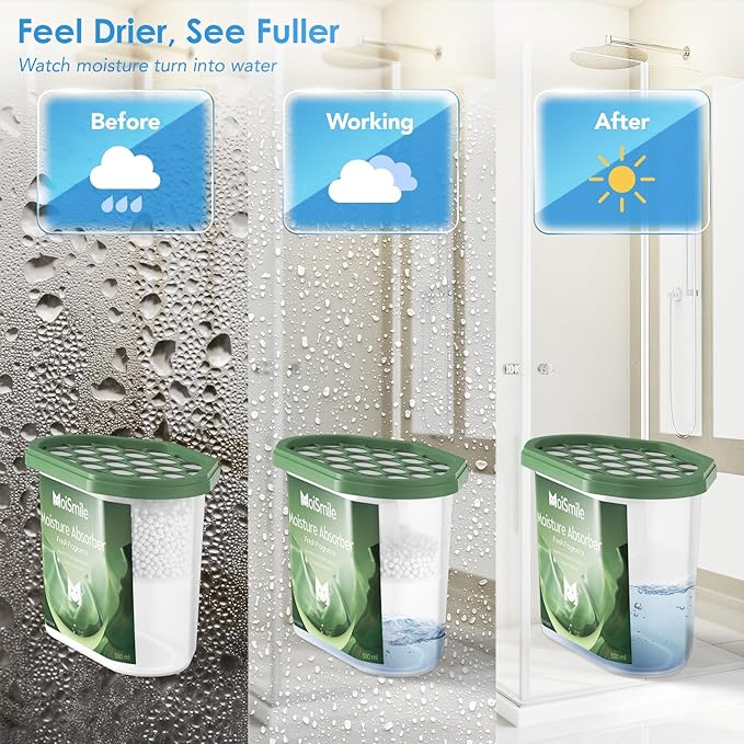 Moisture Absorbers 6 Packs, 10.8 Oz Fresh Scent Efficient Humidity Absorber ＆ Odor Eliminator Boxes, Refillable Car Dehumidifier for Closet, Bathroom, Basement＆ RV