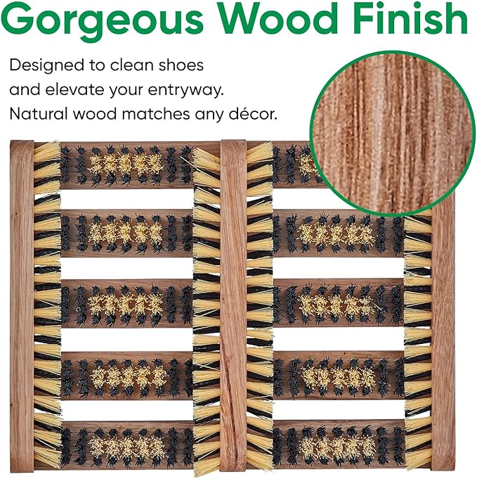 Superio Shoe and Boot Scraper, Outside Shoe Scrubber Brush 10.5 X 14 Inch - Cleans Deep Removes All Outdoor Dirt, Snow, Mud and Sand. Construction, Hiking Cleaner (Wood 3-Pack)