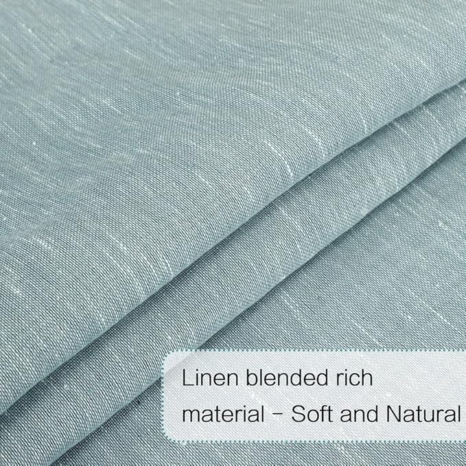 H.VERSAILTEX Light Filtering Linen Door Curtain, French Door Curtains, Privacy Semi Sheer Sidelight Curtains for French Doors with Rod Pocket and Tie Back, Turquoise, 25 x 40 inches, 1 Panel