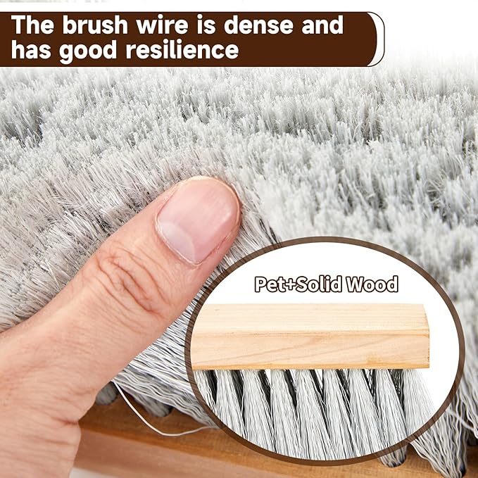 Maxdot 36" Push Broom with Stainless Steel Telescopic Handle,Polypropylene Bristles, Heavy Duty Push Large Broom with Handle for Smooth-Surface Home and Garage Sweeping