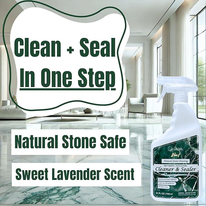 GEODE 2-in-1 Floor Cleaner and Sealer - Lavender Scented High Fragrance Solution for Mopping - Ideal for Marble and Natural Stone Surfaces - Premium cleaner and Sealer for floors.