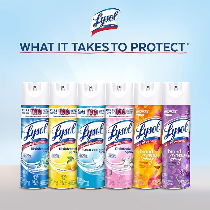 Lysol Disinfectant Spray, Sanitizing and Antibacterial Spray, For Disinfecting and Deodorizing, Lavender & Cotton Blossom Scent, 19 Oz (Pack of 2)