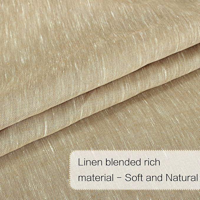 H.VERSAILTEX Linen French Door Curtains Privacy Light Reducing Door Curtain with Tieback Rod Pocket Curtain 1 Panel for Glass Door Feature Open Weave Textured Linen