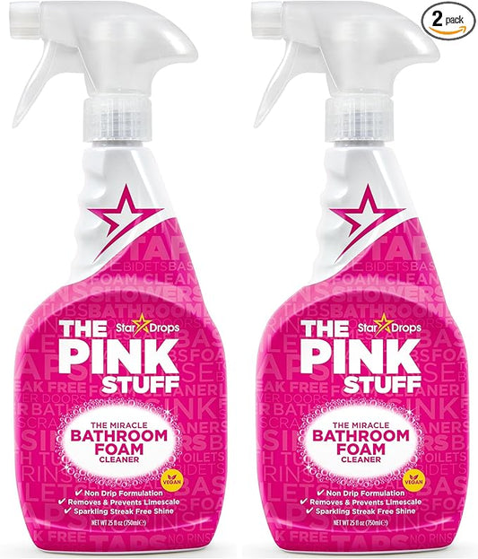 Stardrops - The Pink Stuff - Miracle Bathroom Foam Cleaner - Baths, Tiles, Soap Scum, Limescale, Streak Free,750ml (Pack of 2)