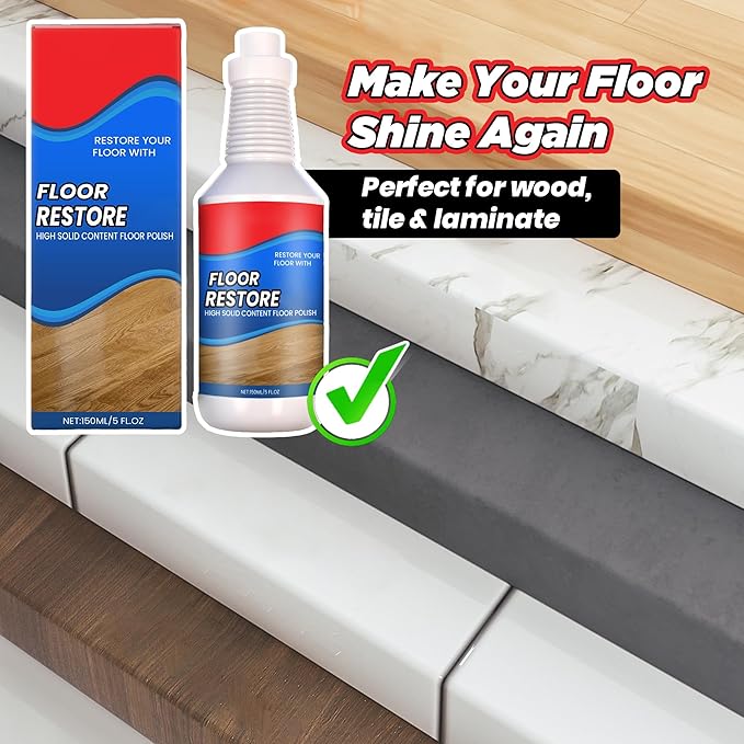 Floor Restore for Wood Floors - Floor Clean Restorer & Polish for Tile, Shine Wood, Laminate, Vinyl, Bamboo - Quick-Drying Flooring Protection Agent (1 pcs)