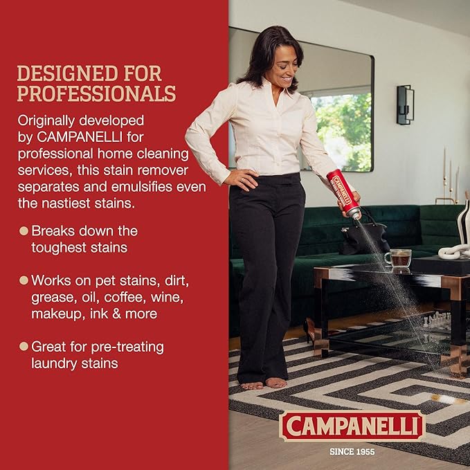 Campanelli Pro Series Stain Remover Point & Spray Carpet & Upholstery Cleaner for Pet Stains & Odors, Food Stains, Wine, Coffee, Dirt and More! – 3 Pack (18oz Each)