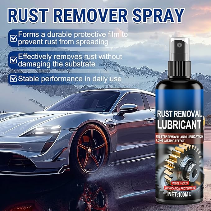 2Pcs Rust Remover Spray for Metal,Multipurpose Rust Stain Remover,Iron Rust Stain Remover,Fast-Acting Oxidation Metal Cleaner for Vehicles,Tools,Chains