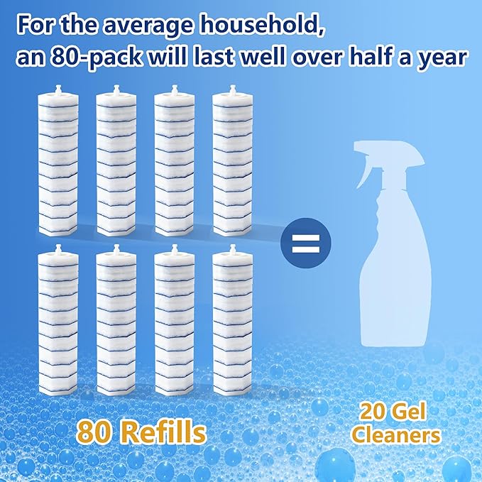 FHORAIN 80 Count Toilet Wand Refills for Clorox, Disposable Toilet Brush Head with Rich Foaming, Extra Thick Triple-layer Refills, 5X Cleaning Power & Won't Fall Off, Disposable Toilet Cleaning System