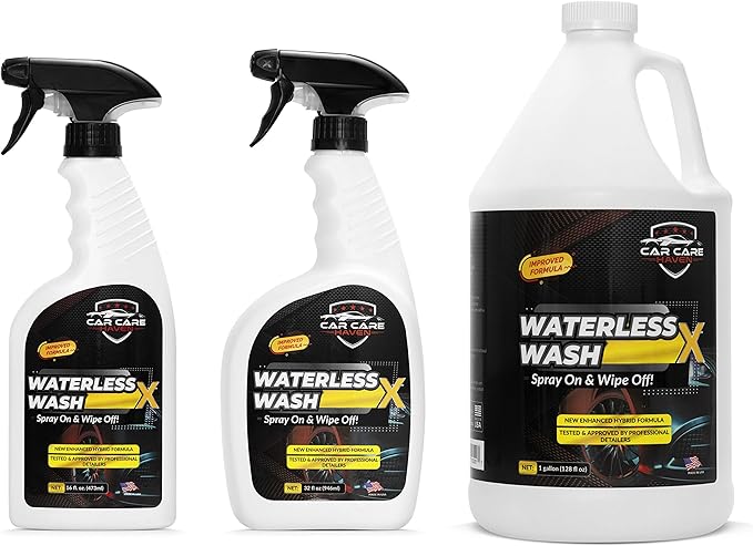 Waterless Wash X-Car Detailing Without Water | Quick Detailer for Any Vehicle-Wash in Your Garage, at Work, or Anywhere-Spray On & Wipe Off (128 oz Concentrate)
