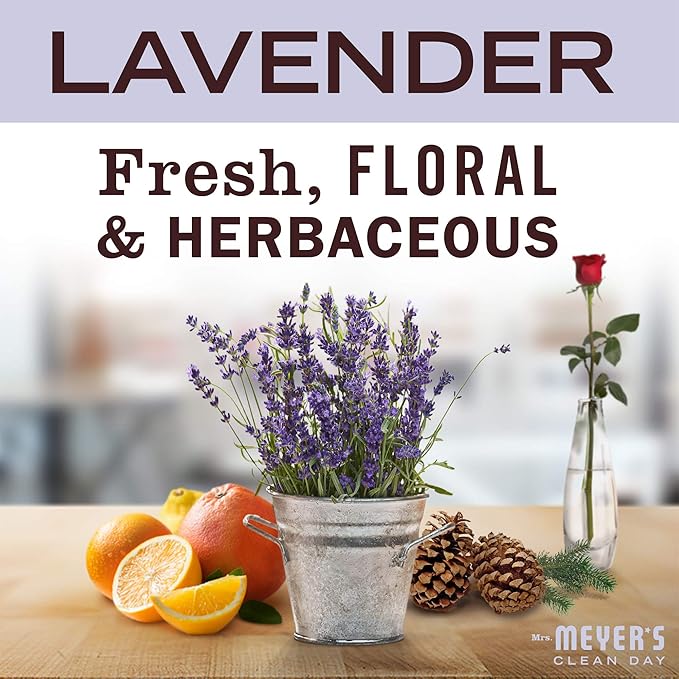 MRS. MEYER'S CLEAN DAY Multi-Surface Everyday Cleaner Concentrated Refills, 4 Concentrated Refills (2 Fl. Oz. each), Lavender Scent, Makes 64 Fl. Oz. Total