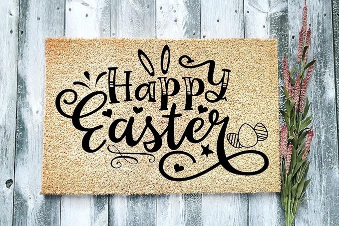 Happy Easter Gift Holiday Welcome Mat Door Mat Decor Cute Spring Home Kitchen Bedroom 16x24 Inch