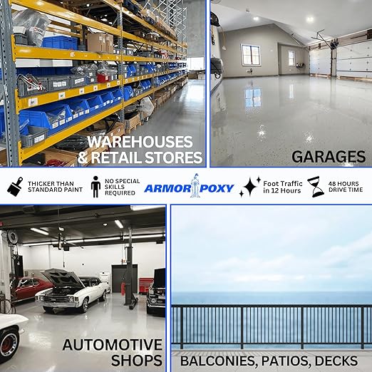 ArmorPoxy Polyaspartic Garage Floor Kit, 25Pc Fast Cure Epoxy Alternative, UV & Chemical Resistant, Low VOC, 2 Layer 1-Day Concrete Coating for DIY Garage, Driveway, Patio | 500 SQ Ft | Medium Gray