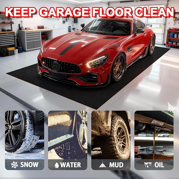 Heavy-Duty Garage Floor Mat 17' x 7'4" - Waterproof Garage Flooring for Cars & SUVs, Durable Garage Mats for Floor, Oil Spill Resistant Garage Mat, Easy-to-Clean Garage Rug for Floor, Under Car Mat