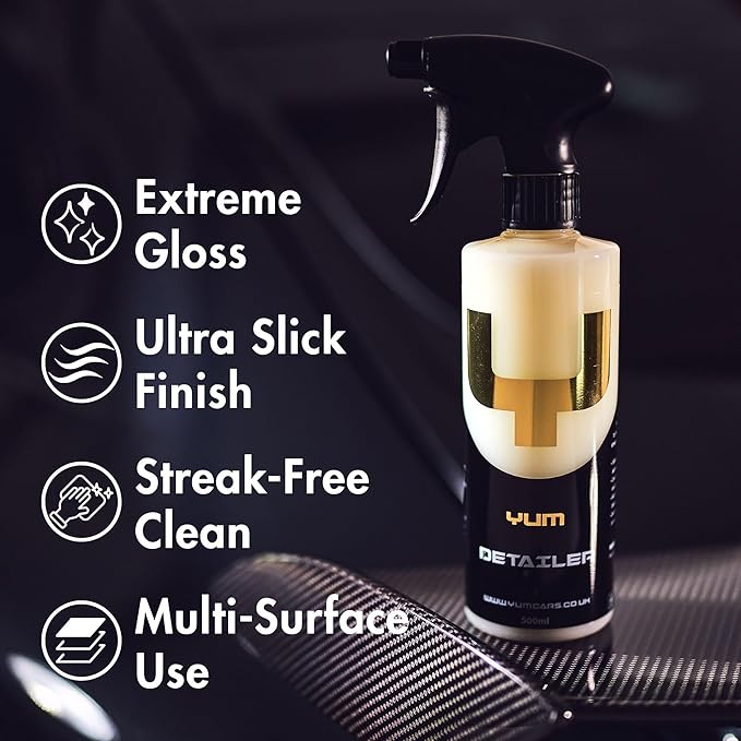 YumCars Yum Detailer – Versatile Quick Detail Spray for Gloss Boosting and Light Cleaning – Safe on All Exterior Surfaces Including Coated Finishes, Trim & Glass – Leaves a Streak-Free Shine – 500ml