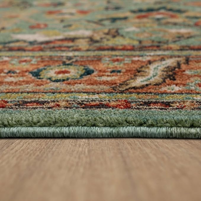 Mohawk Home Celine Traditional Ornamental Aqua Blue 2' X 7' Area Rug Perfect for Living Room, Dining Room, Office, Kitchen, Entryway, Hallway