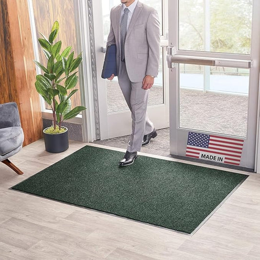 Consolidated Plastics Brush Dry Mat - Made in USA, Heavy-Duty Commercial DoorRug for Indoor/Outdoor Entryways, Non-Slip Backing for High-Traffic Areas (3' W x 4' L, Green)