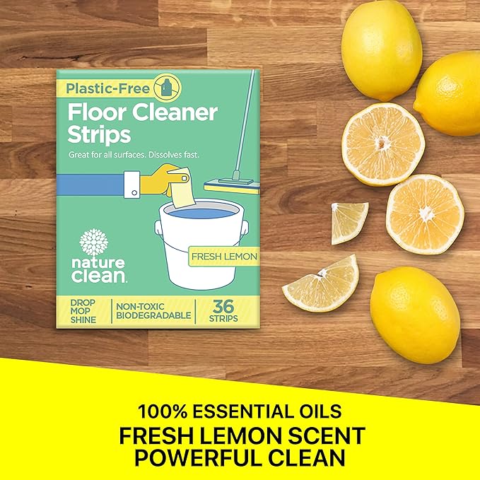 Nature Clean All Natural Wood Floor Cleaner for Mopping 36 Strips, Non-Toxic & Plastic-Free Packaging, Use On Hardwood Laminate Ceramic Tile Linoleum Vinyl Bamboo. Eco-Friendly
