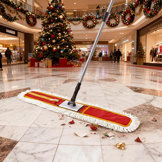 CLEANHOME Heavy-Duty 36" Commercial Dust Mop & Floor Sweeper - Extra Wide Wet/Dry Hardwood Floor Cleaner with 59" Long Handle, Washable Microfiber and Oxford Mop Pad