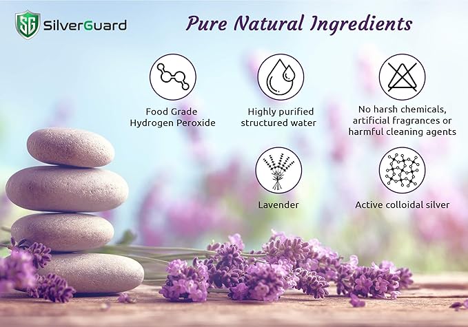 SilverAll Enhanced Hydrogen Peroxide Cleaner + Active Silver | All Purpose Cleaner with Long-Lasting Protective Silver Shield | Food Grade Hydrogen Peroxide 3 Percent | Lavender 2 Pack