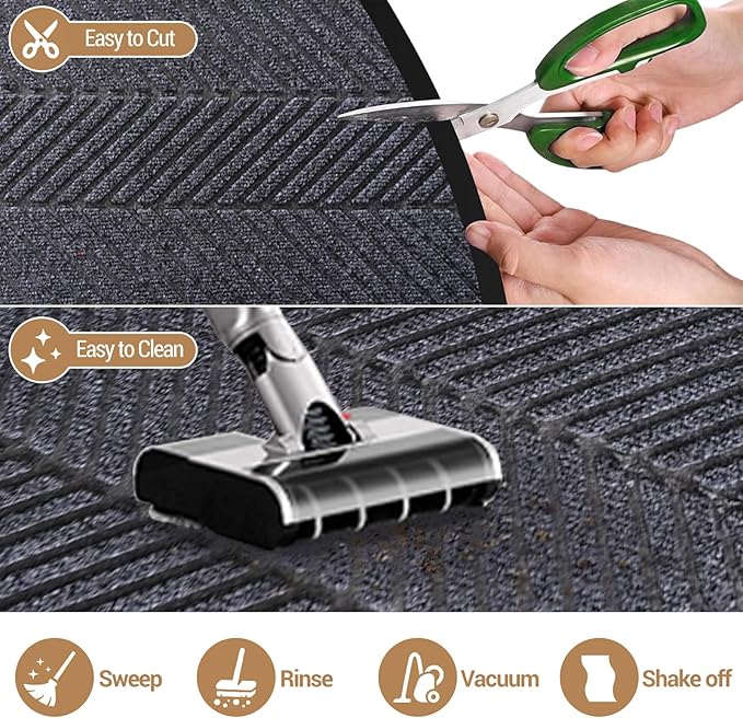 Front Door Mat Indoor Outdoor, Heavy Duty Entryway Doormat with Non Slip Backing, Low Profile Commercial Grade Welcome Mat for Home Entrance, Office, Garage