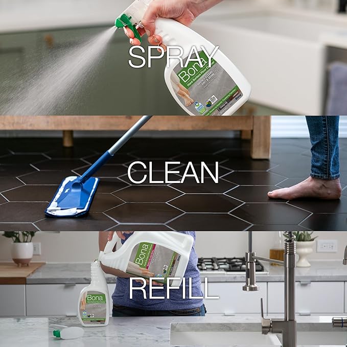 Bona Multi-Surface Floor Cleaner Spray - 32 fl oz - Unscented - Refillable - Residue-Free Floor Cleaning Solution for Stone, Tile, Laminate, and Vinyl Floors