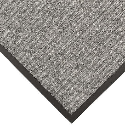 Notrax Heritage Rib™ Commercial Indoor Door Mat Office Rugs – 3' x 5' Gray Front Door Mat with Double Rib 22oz Yarn, Non-Slip Vinyl Backing – Durable Entryway Rug Made in The USA – 117S0035GY