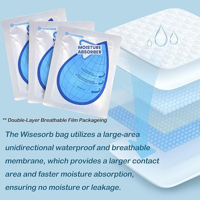 Wisesorb 100 Gram 30 Packs Moisture Absorbers, Dehumidifier Bags for Bathrooms, Basements, Rvs, Humidity Packets for Closet