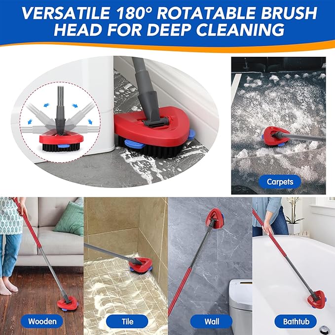 Scrub Brush Head for RinseClean 2-Tank System, Hard Bristle Spin Mop Scrub Brush Attachment for Bathroom, Kitchen, Tile & Floor Cleaning, 1 Pack