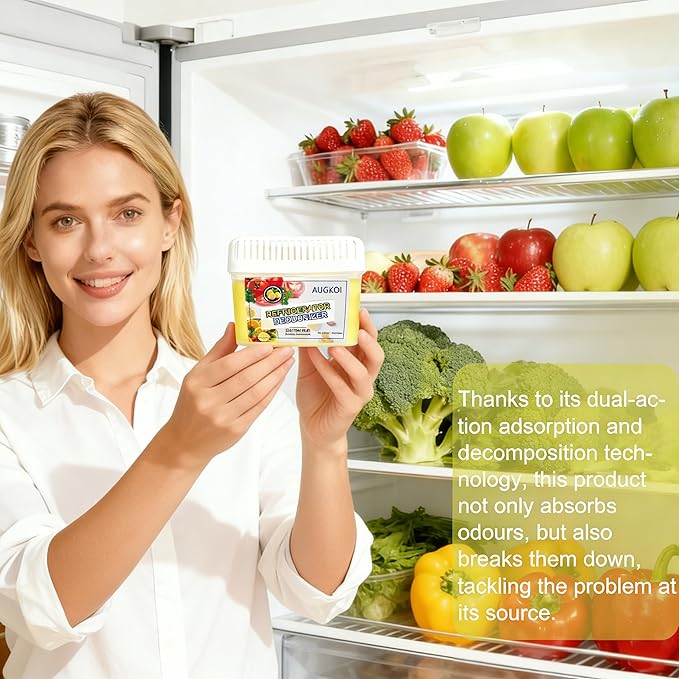 Diatomaceous Earth Gel Refrigerator Deodorizer Set, More Effective than Activated Charcoal and Baking Soda, Nature-Based Fridge Deodorizer, Eliminates Odors, Extends Food Freshness, 2 Packs