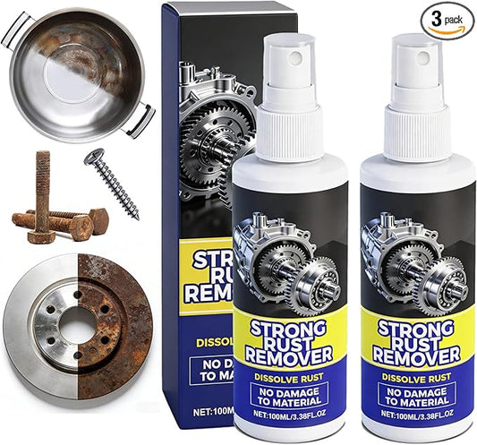 2pcs Rust Remover Spray for Metal, Strong Rust Remover Spray for Metal, Multipurpose Rust Removers for Cars, Appliances, Tools, for Outdoor Use, Kitchen, Doors, Chains, Fast Acting
