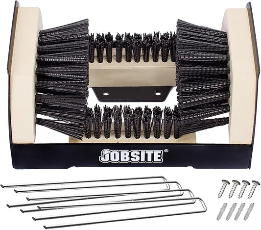 JobSite The Original Boot Scrubber - Includes Stakes for Grass Mounting - All Weather Industrial Shoe Cleaner & Scraper Brush