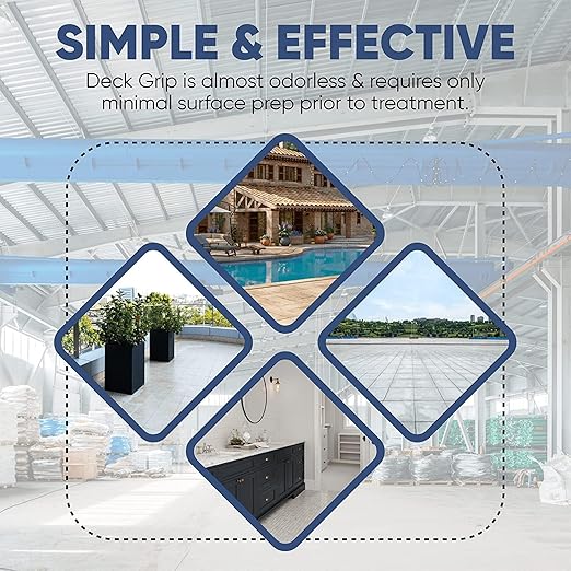 Deck Grip Non-Slip Sealer (5 Gallon) Clear Barefoot-Friendly Anti-Slip Coating - Create Traction for Outdoor or Indoor Floors and Pool Decks