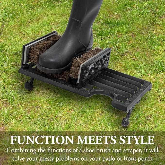 MyGift Heavy Duty Shoe Scraper and Boot Brush, Vintage Cast Iron Shoe Dirt Scrubber Cleaner/Outdoor Boot Mud Brush