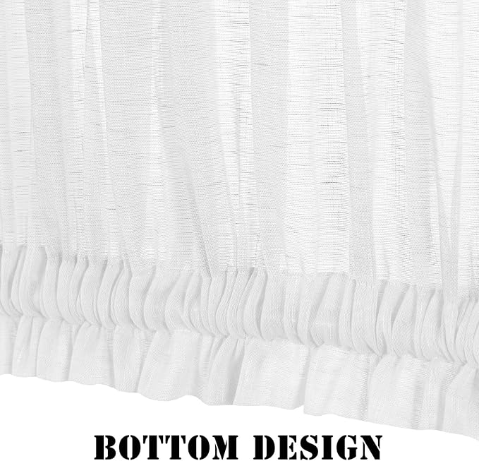 H.VERSAILTEX Linen French Door Curtains Privacy Light Reducing Door Curtain with Tieback | Rod Pocket Curtain Sheer 1 Panel for Glass Door Feature Open Weave Textured Linen - 52" W x 72" L - White