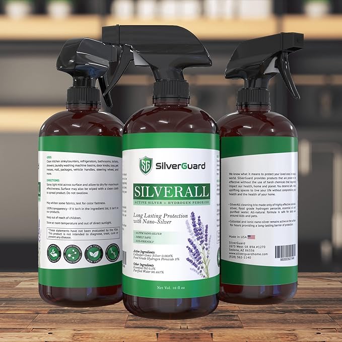 SilverAll Enhanced Hydrogen Peroxide Cleaner + Active Silver | All Purpose Cleaner with Long-Lasting Protective Silver Shield | Food Grade Hydrogen Peroxide 3 Percent | Lavender 2 Pack