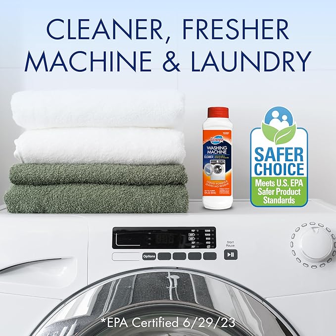 Glisten Washing Machine Cleaner, Helps Remove Odor, Buildup, and Limescale, Fresh Scent, Made in the USA, 12 Ounce Bottle