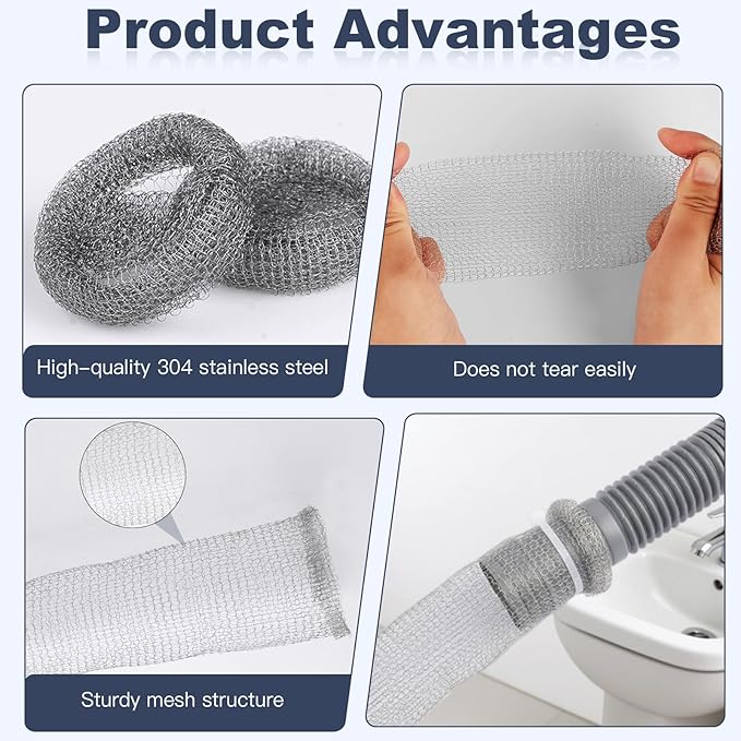 Lint Traps for Washing Machine Hose, Stainless Steel Washing Machine Drain Lint Trap, 10PCS Lint Catcher for Washer Machine with 10PCS Cable Ties, for Filter Out Cotton Fluff, Paper Scraps, Hair, Etc
