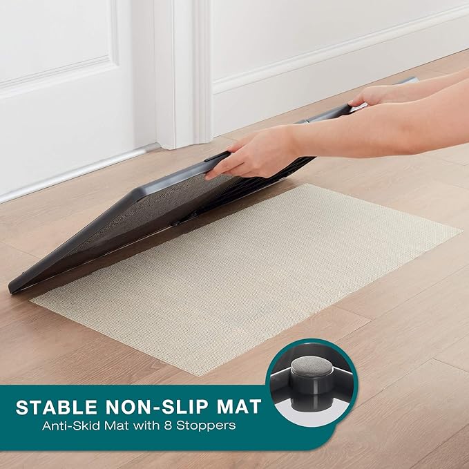 Sanitizing Shoe Door Mat - Disinfecting - Quick 2 Step Cleaning - Durable - Ultra Absorbent - Anti Slip Bottom - Automatic Shoe Sole Cleaner - 17” x 13”