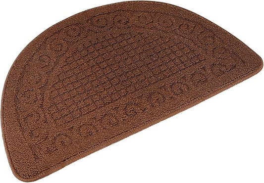 Echaprey Half Round Non-Slip Kitchen Bathroom Toilet Doormat Floor Rug Mat Keeps Your Floors Clean Home Decor (Large, Coffee)
