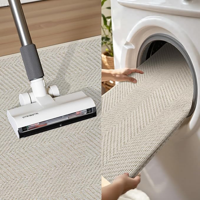 Ultra Thin Indoor Door Mat 24"x36", Washable Door Mat Indoor Entrance, Non Slip Rubber Backing Doormat Low-Profile Inside Entryway Mat, Unique Herringbone Design Entry Mat, Khaki (FOLD)