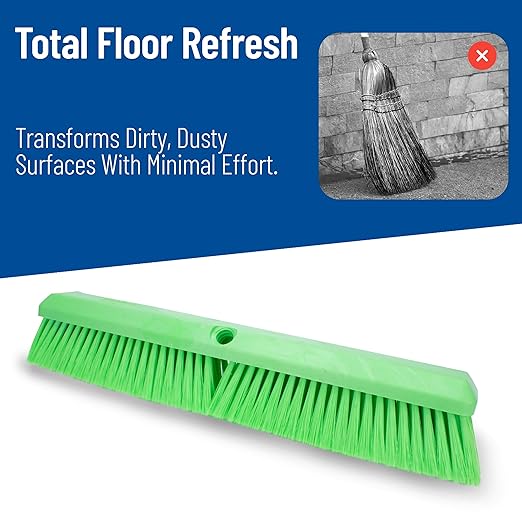 SPARTA 41891EC75 Omni Sweep Plastic Push Broom Head, Heavy Duty, Industrial Broom With Color Code System For Outdoor, Indoor, Garage, Concrete, Patio, Kitchen, Bathroom, 24 Inches, Lime, (Pack of 12)
