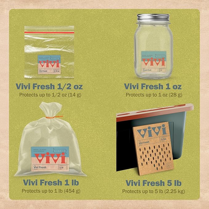 Vivi Fresh 1 LB Humidity Control Packs | 4-pack in Resealable Bag | For All Airtight Storage Containers, Store Longer and Preserve Freshness | Made in the USA by Boveda