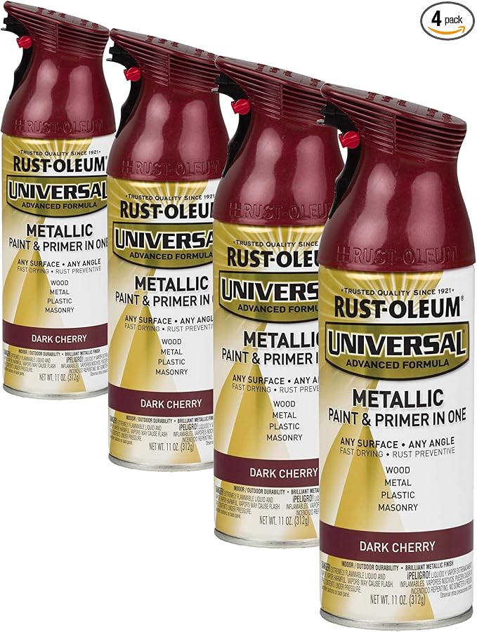 Rust-Oleum 331200 Universal All Surface Metallic Spray Paint, 11 oz, Dark Cherry (Pack of 4)