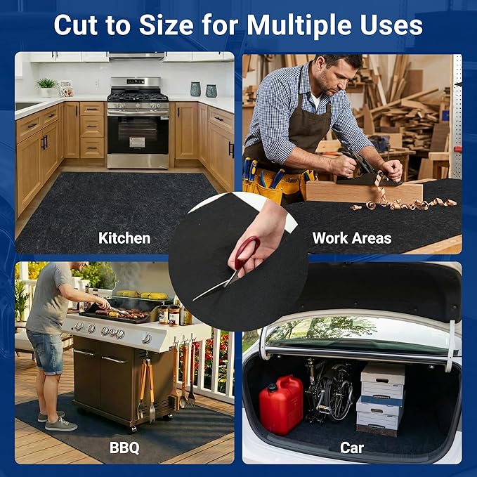 FLEXIMOUNTS 17' x 8' Garage Floor Mat Oil Spill Mat with Waterproof Slip-Resistant Backing, Waterproof Rubber Backing Floor Protection Shop Toolbox Containment Carpet, Absorbent, Slip-Resistant