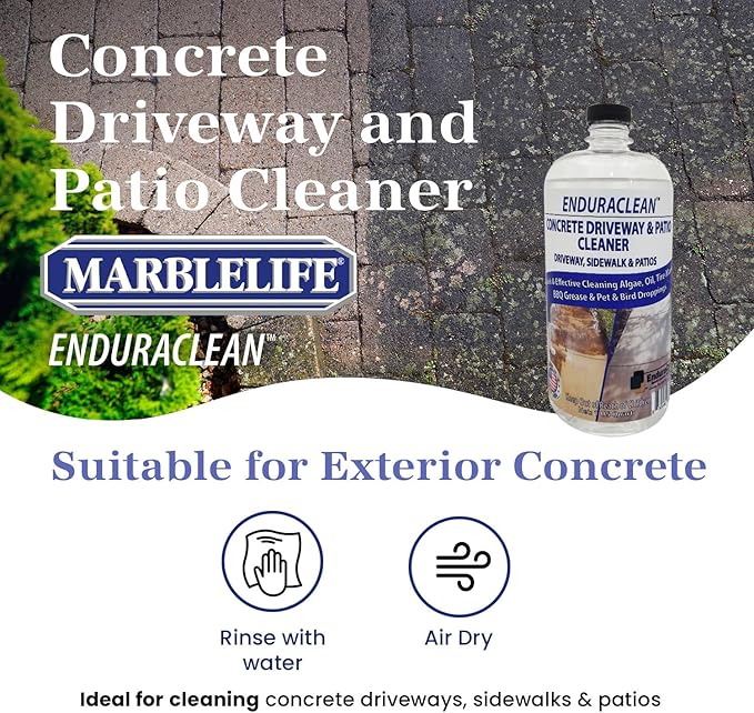 Marblelife EnduraCLEAN Concrete Cleaner for Driveways, Sidewalks & Patios, Powerful Concrete Sidewalk Cleaner, Effective Driveway Oil Stain Remover, Safe for Plants Patio Cleaner, Ready-To-Use, 32 oz