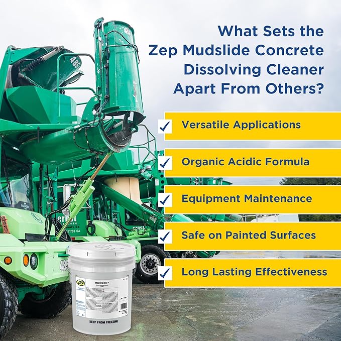 Zep Mudslide Concrete Dissolving Cleaner - 5 Gallon (Each) - 599435 - Remove Build-up and Residues without the use of Corrosive and Irritating Mineral Acids