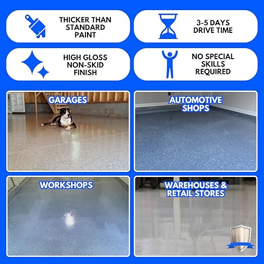 ArmorPoxy Garage Epoxy Floor Kit – 100% Solids - 2 Part Industrial-Grade Coating w/UltraGlaze Topcoat | DIY Slip & Hot Tire Resistant | 300 Sq Ft - Desert Tan - 17 pc kit