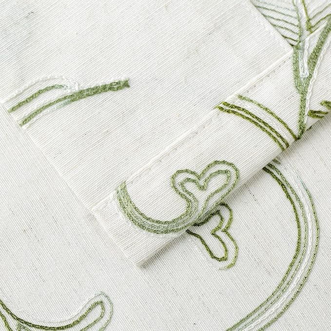 VOGOL French Door Curtains, Green Vines Embroidered Privacy Doorway Curtains, 1 Piece 25 x 72 Inches Window Treatment for Sidelight Glass Window, Rod Pocket