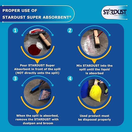STARDUST Super Absorbent 1.5 Cu.Ft. Bag - Stardust Powder, Floor Dry Absorbent, Absorbent Powder, Bags for Spill Cleanup, Oil Dry Absorbent, Spill Absorber Cleaning Solution